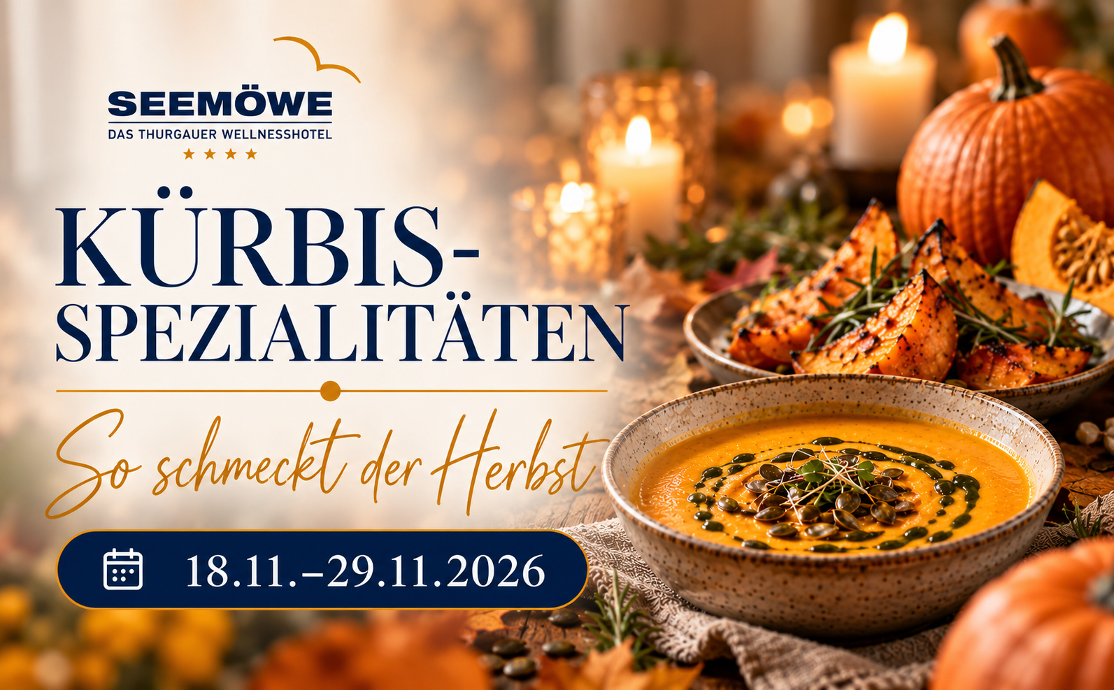 Kürbis-Spezialitäten im Herbstlicht